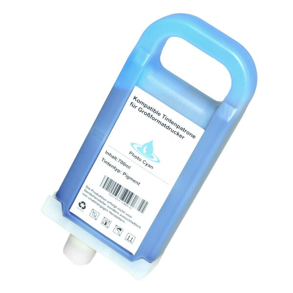 Premium Drucker-Patrone kompatibel Canon (PFI-701 PC / 0904B001) Photo-Cyan 700ml.
