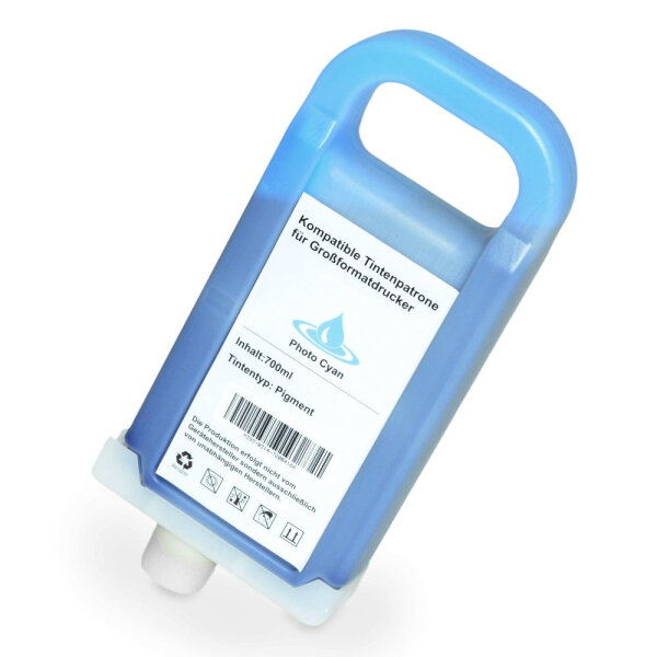 Premium Drucker-Patrone kompatibel Canon (PFI-704 PC / 3865B005) Photo-Cyan 700ml.