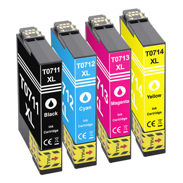 Premium Multipack Drucker-Patronen kompatibel Epson (T0711+T0712+T0713+T0714) BK+C+M+Y, je 14ml