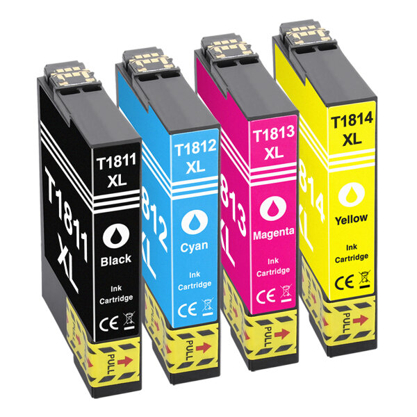 Premium Multipack Drucker-Patronen kompatibel Epson (18XL /  T1811+T1812+T1813+T1814) BK+C+M+Y, 14ml/10ml