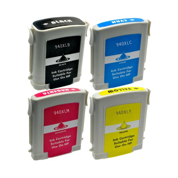 Premium Multipack Drucker-Patronen kompatibel HP (Nr.940XL) BK+C+M+Y, 69ml/28ml