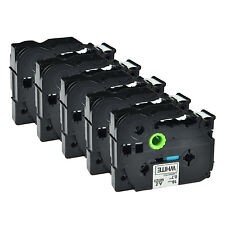 5x Premium Schriftbänder kompatibel Brother (Tze-241) Schwarz auf Weiss, 18mm x 8m, laminiert