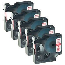 5x Premium Schriftbänder kompatibel Dymo D1 (45015) Rot auf Weiss, 12mm x 7m