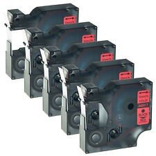 5x Premium Schriftbänder kompatibel Dymo D1 (45017) Schwarz auf Rot, 12mm x 7m