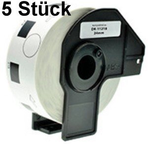 5x Premium Etiketten kompatibel Brother (DK-11218) Rund Ø 24mm, 1000 Etiketten/Rolle, Weiss, permanent klebend