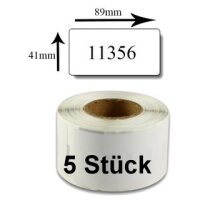 5x Premium Etiketten kompatibel Dymo (11356) Rechteckig...