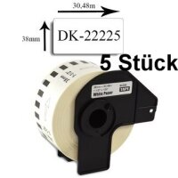 5x Premium Etiketten kompatibel Brother (DK-22225) Endlos...