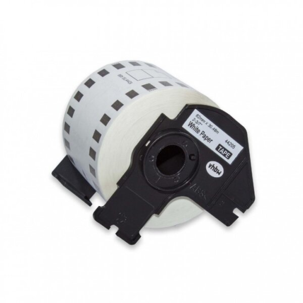 Premium Etiketten kompatibel Brother (DK-44205) Endlos 62mm x 30,48m, 1 Rolle - 30,48 Meter, Weiss, ablösbar