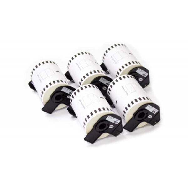 5x Premium Etiketten kompatibel Brother (DK-22243) Endlos 102mm x 30,48m, 1 Rolle - 30,48 Meter, Weiss, permanent klebend