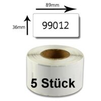 5x Premium Etiketten kompatibel Dymo D1 (99012)...