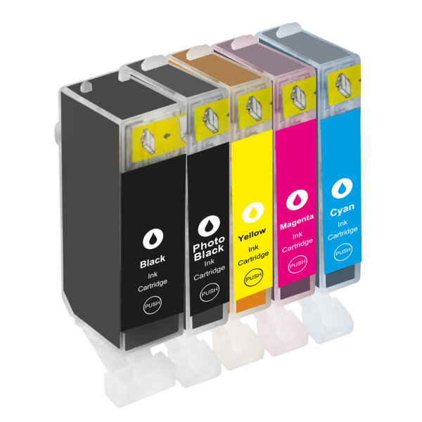5-er Multipack Premium Drucker-Patronen kompatibel Canon (PGI-525 / CLI-526) BK+PBK+C+M+Y, 22ml/12ml